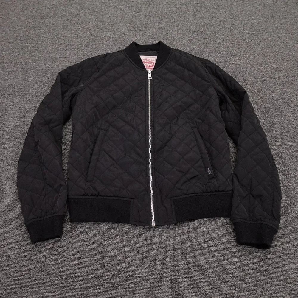 Levi's Jacket Womens XS Black Quilted Bomber Full Zip Pockets Insulated Casual